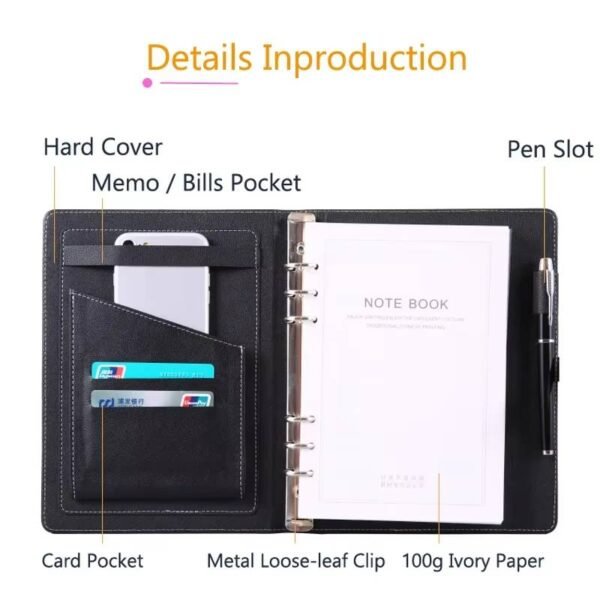 A5 Binder Notebook Notepad Refills Loose Leaf Notebook Diary Paper Card Organizer 2024 Agenda Planner Business Office Supplies - Image 4